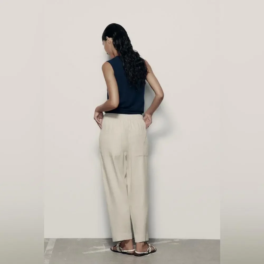 Zara Balloon Leg Linen Trousers
